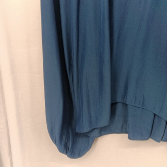 Ramy Brook Paris Poet Blouse Teal Boho Peasant Long Sleeve Top XS Made In USA - Picture 6 of 16